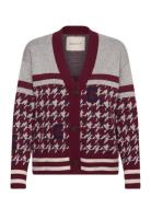 Houndstooth V-Neck Cardigan Tops Knitwear Cardigans Burgundy GANT