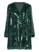 Sequin Bellissa Dress Lyhyt Mekko Green Bardot