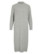 Vikiku L/S High Neck Midi Knit Dress/Pb Maksimekko Juhlamekko Grey Vil...