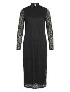 Vidida L/S High Neck Midi Lace Dress/Ka Polvipituinen Mekko Black Vila