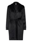 Velours Short Bathrobe Aamutakki Black Hunkemöller