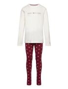 Ls Pj Legging Print Set Pyjamasetti Pyjama White Tommy Hilfiger