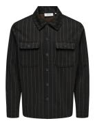 Onskodyl Pinstripe Overshirt Tops Overshirts Black ONLY & SONS