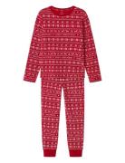 Nknvismas Ls Nightset Pyjamasetti Pyjama Red Name It