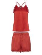 Pcanovi Satin Nightwear Set Toppi Red Pieces