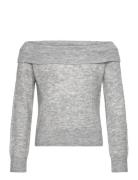 Nlflodet Ls Off Shoulder Top Tops Knitwear Pullovers Grey LMTD