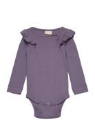 Body L/S Modal Frill Bodies Long-sleeved Purple Petit Piao