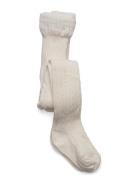Cable Knitted Stockings Offwhite Sukkahousut Cream Geggamoja