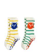 Cats Stripe 2-Pack Anti-Slip Socks Jarrusukat Cream Mini Rodini