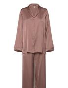 Pyjama Long Sleeve Satin Pyjama Brown Lindex