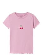 Nmflieve Ss Slim Top Tops T-shirts Short-sleeved Pink Name It