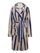 Rhflurry Fleece Robe Stripe Aamutakki Beige Rosemunde