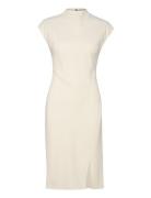 Heavy Crepe Ss Bodycon Dress Polvipituinen Mekko Cream Calvin Klein