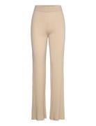 Fine Knit Wide Pants Bottoms Trousers Wide Leg Beige Davida Cashmere