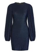 Puff Sleeve Sparkling Dress Lyhyt Mekko Navy Bubbleroom