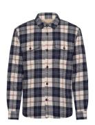 Reg Fleece Lined Flannel Overshirt Tops Overshirts Navy GANT