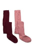 2-Pack Stockings W. Pattern Sukkahousut Pink Minymo