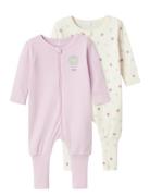 Nbfnightsuit 2P Zip Ff Jet Dot Noos Pyjama Sie Jumpsuit Haalari Pink N...