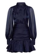 Milani Organza Shirt Dress Lyhyt Mekko Navy Bardot