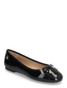 Jayna Crinkle Patent Leather Flat Ballerinat Black Lauren Ralph Lauren