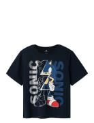 Nkmdow Sonic Nreg Ss Top Box Sky Tops T-shirts Short-sleeved Navy Name...