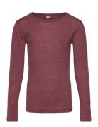 Blouse Ls - Solid Tops T-shirts Long-sleeved T-shirts Burgundy CeLaVi