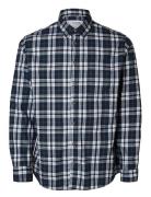 Slhslim-Dan Flannel Shirt Ls O Tops Shirts Casual Navy Selected Homme