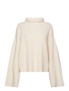 Risanegz High Neck Wool Pullover Tops Knitwear Turtleneck Cream Gestuz