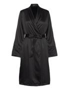 Robe Long Satin Fleece Aamutakki Black Hunkemöller