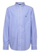 Gingham Cotton Poplin Shirt Tops Shirts Long-sleeved Shirts Blue Ralph...