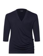 Surplice Jersey Top Tops T-shirts & Tops Long-sleeved Navy Lauren Wome...