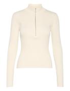 Yasmiagz Zipper Pullover Tops Knitwear Jumpers Cream Gestuz