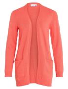 Viril Open L/S Knit Cardigan - Noos Tops Knitwear Cardigans Orange Vil...