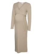 Mlfrederikke Tess Ls Jrs Midi Dress 2F Polvipituinen Mekko Beige Mamal...