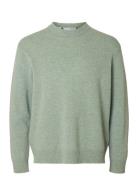 Slhreuben Ls Knit Relaxed Crew Neck Tops Knitwear Round Necks Green Se...