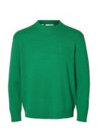 Slhreuben Ls Knit Relaxed Crew Neck Tops Knitwear Round Necks Green Se...