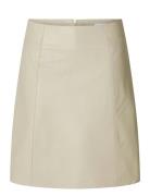 Slfnew Ibi Mw Leather Skirt B Noos Lyhyt Hame Cream Selected Femme