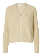 Slfbirla Ls Knit Short Cardigan Tops Knitwear Cardigans Cream Selected...