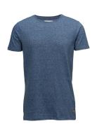 Mouliné O-Neck Tee S/S Tops T-shirts Short-sleeved Blue Lindbergh