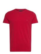 Stretch Slim Fit Tee Tops T-shirts Short-sleeved Red Tommy Hilfiger