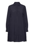 A-Line Jaquard Shirt Dress Lyhyt Mekko Navy Lexington Clothing