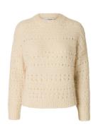 Slfalfi Ls Knit O-Neck Tops Knitwear Jumpers Cream Selected Femme