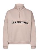 Varsity Sweat Half Zip Sport Sweat-shirts & Hoodies Sweat-shirts Beige...