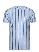 Striped Piqué Tee S/S Tops T-shirts Short-sleeved Blue Lindbergh