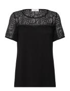 Rwbiarritz Lace Ss T-Shirt Tops T-shirts & Tops Short-sleeved Black Ro...