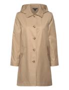 Hooded Cotton-Blend Balmacaan Coat Ohut Pitkä Takki Beige Lauren Ralph...