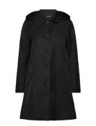 Hooded Cotton-Blend Balmacaan Coat Ohut Pitkä Takki Black Lauren Ralph...