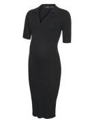 Vmmholly 2/4 Polo Dress Ga Noos Polvipituinen Mekko Black Mamalicious