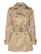 Double-Breasted Cotton-Blend Trench Coat Trenssi Takki Beige Lauren Ra...