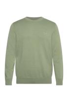 Classic Cotton C-Neck Tops Knitwear Round Necks Khaki Green GANT